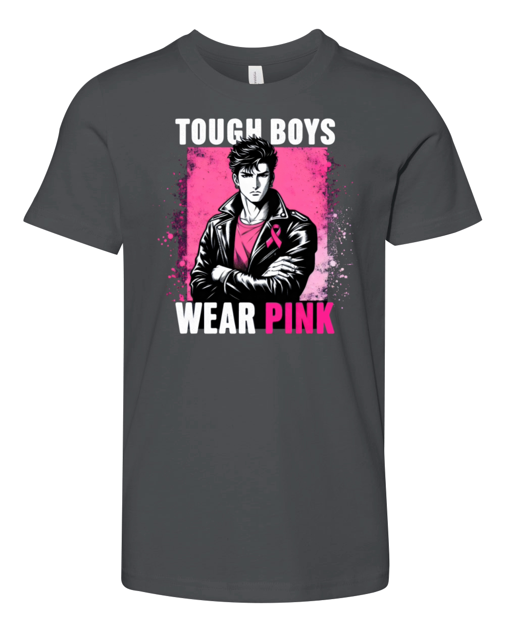 Tough Boy Wear Pink Anime Breast Cancer Awareness Youth Unisex Jersey Tee