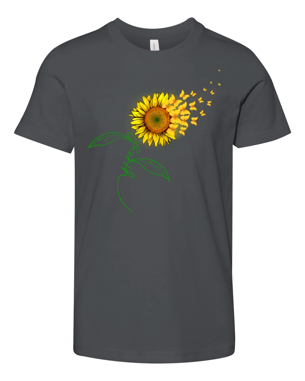 Vintage Faith Cross Sunflower Butterflies Flowers Youth Unisex Jersey Tee