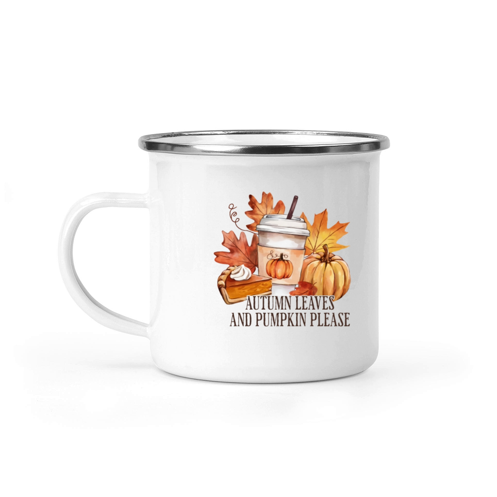 Autumn Leaves and Pumpkins Please Camping Mug