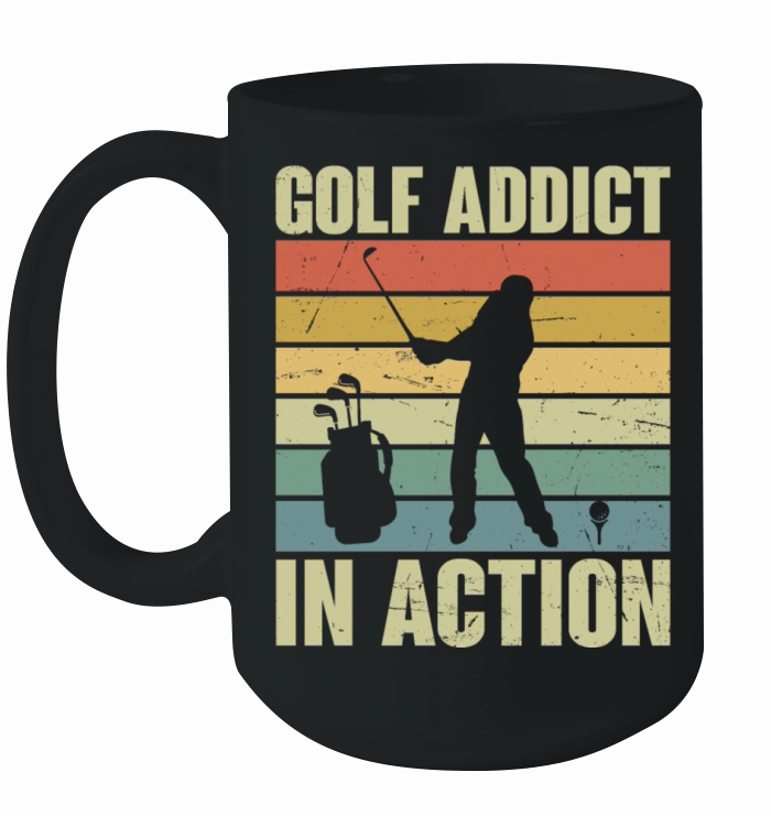 Golf Addict in Action Retro Ceramic Mug