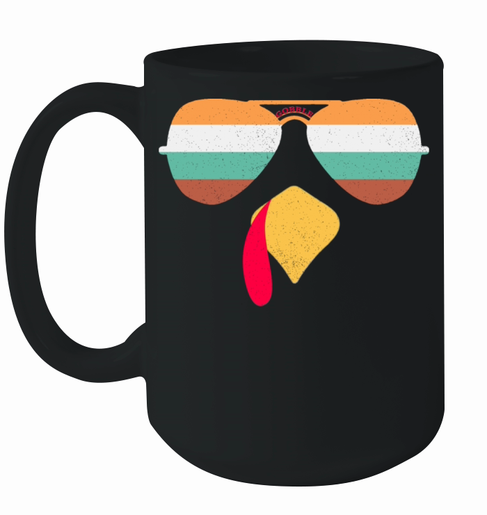 Thanksgiving Vintage Glasses Turkey GOBBLE Ceramic Mug