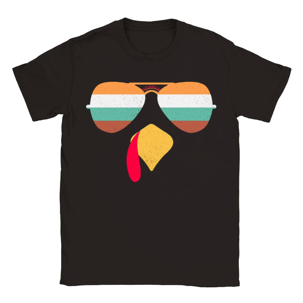 Thanksgiving Vintage Glasses Turkey GOBBLE Classic Kids Crewneck T-shirt
