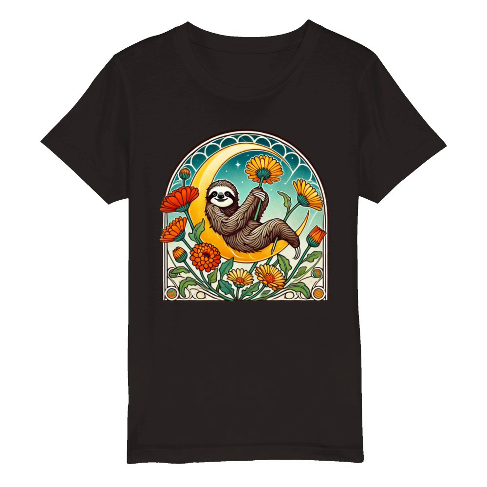 Vintage Sloth Organic Kids Crewneck T-shirt