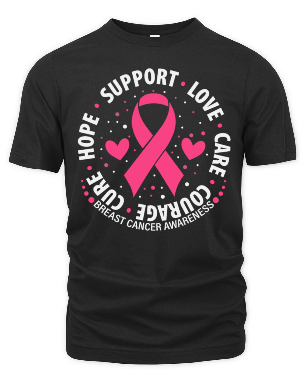 Breast Cancer Awareness Support Love Care Courage Organic Unisex T-shirt