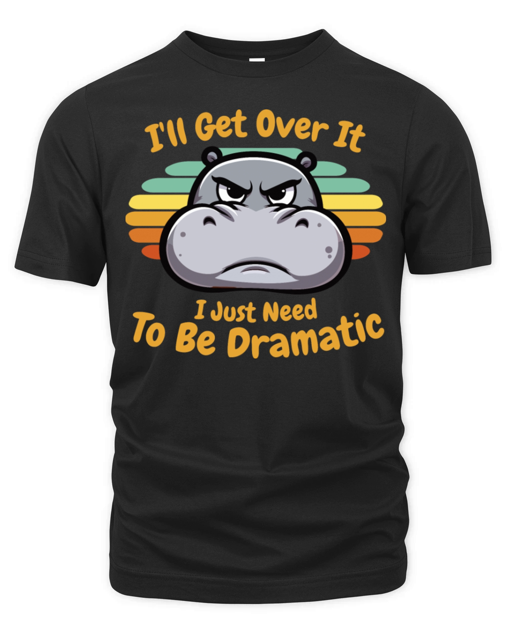 Humorous Dramatic Hippo Organic Unisex T-shirt