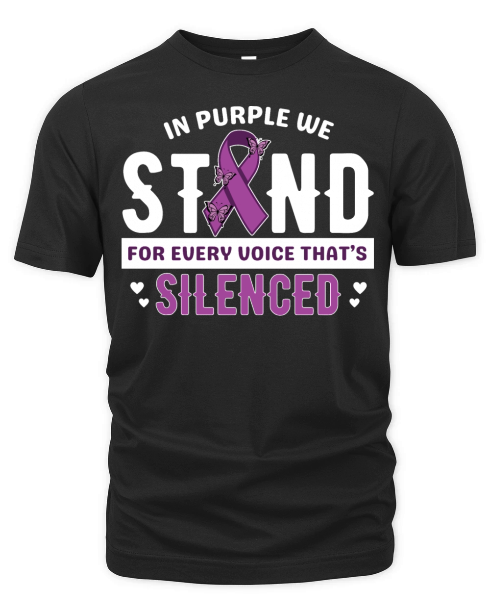 Purple ribbon Violence Awareness shirt design Organic Unisex T-shirt
