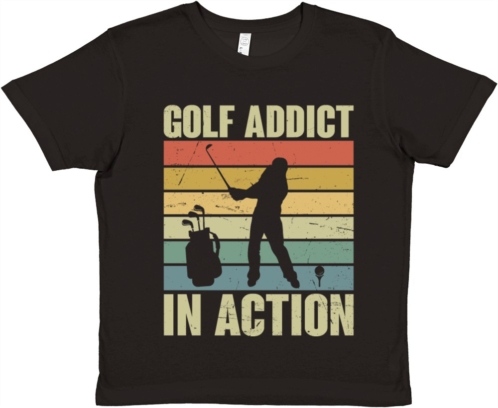 Golf Addict in Action Retro Premium Kids Crewneck T-shirt