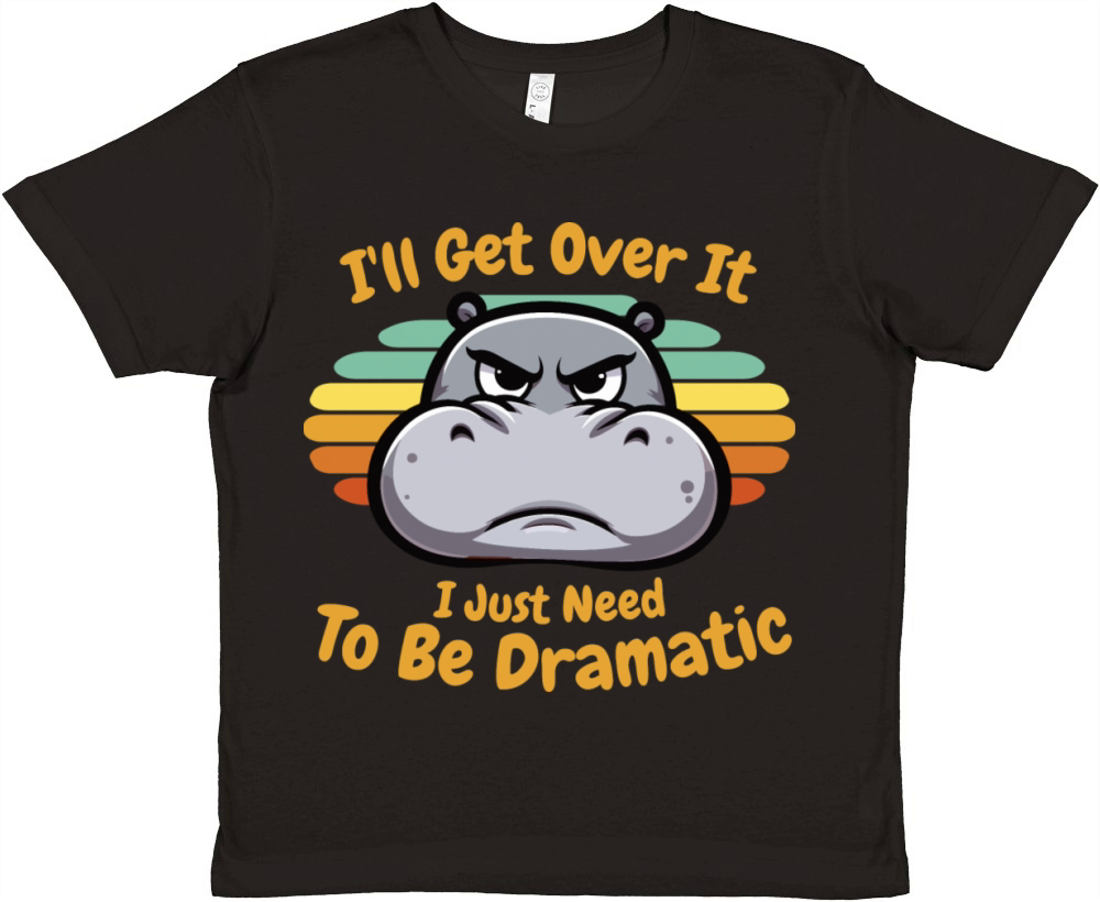 Humorous Dramatic Hippo Premium Kids Crewneck T-shirt