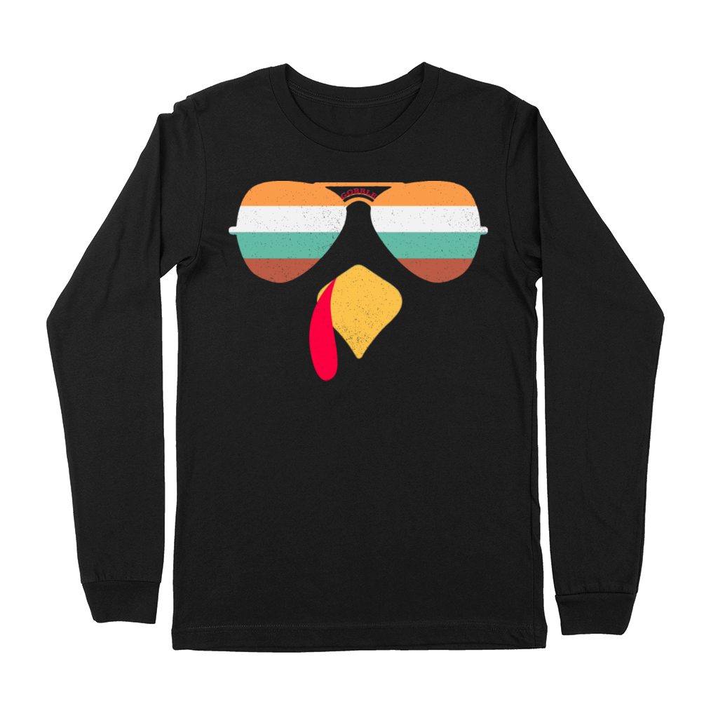 Thanksgiving Vintage Glasses Turkey GOBBLE Premium Long Sleeve
