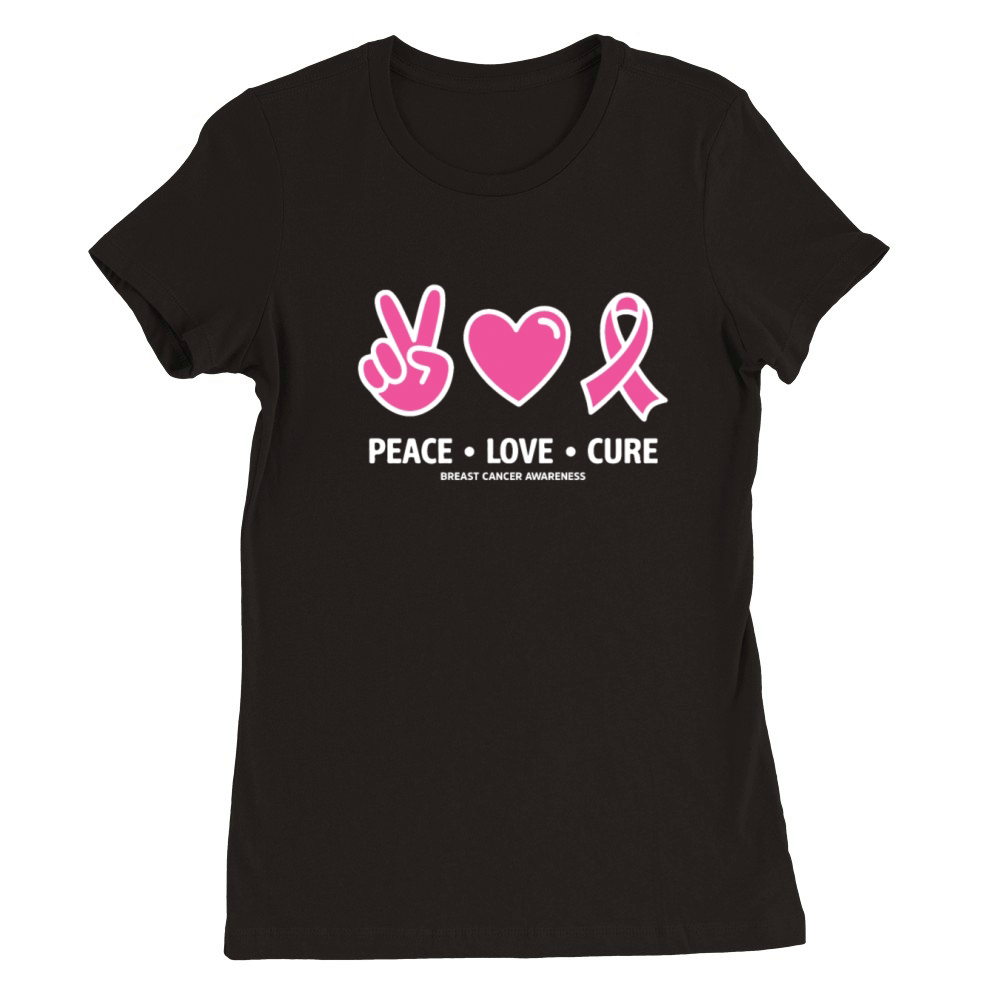 Peace Love Cure Pink Ribbon Family Breast Cancer Premium Womens Crewneck T-shirt