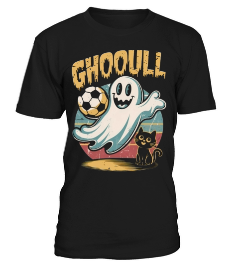 Spooky Ghost Soccer Art with Black Cat T-Shirt Unisex