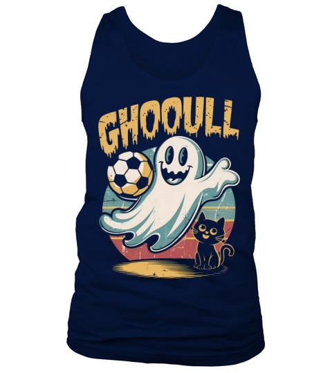 Spooky Ghost Soccer Art with Black Cat Tank Top Unisex