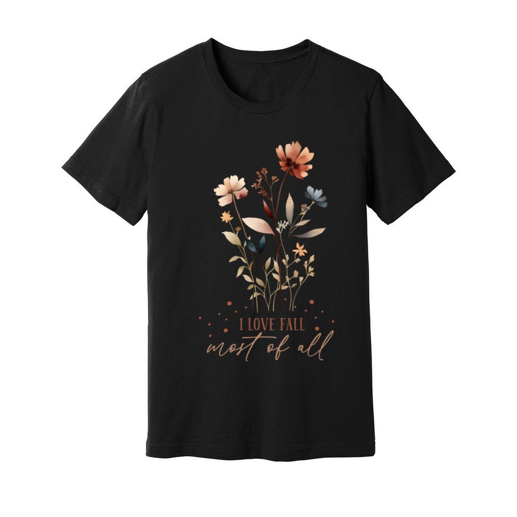 Fall Watercolor Wildflowers with Quote Unisex Jersey Tee