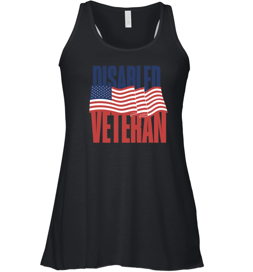 Disabled Veteran Proud Patriotic American Flag USA Women's Flowy Tank Top