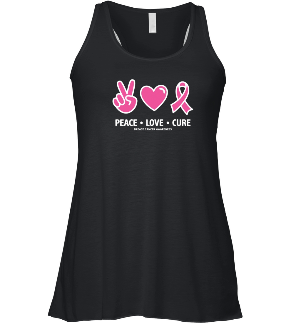 Peace Love Cure Pink Ribbon Family Breast Cancer Women's Flowy Tank Top