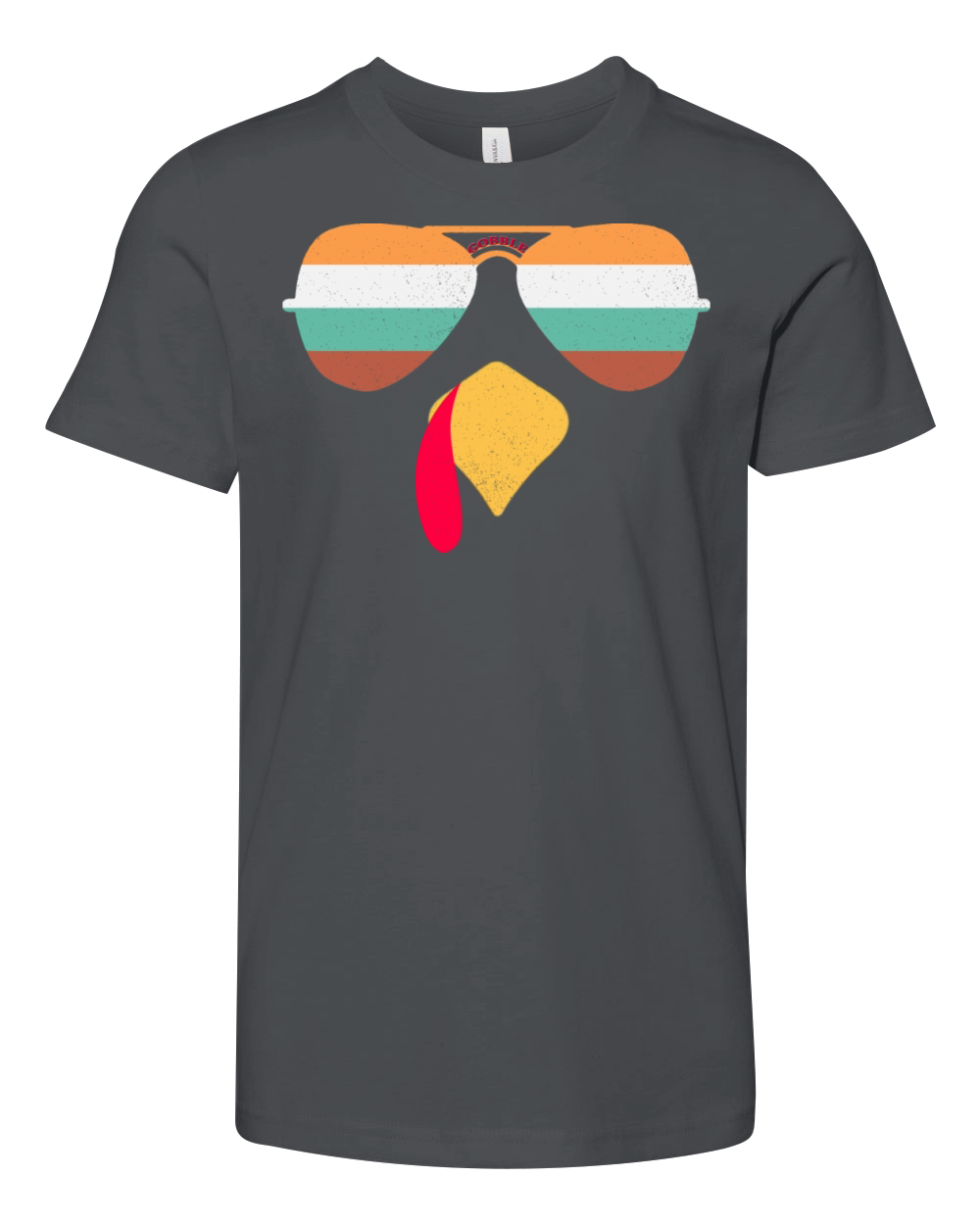 Thanksgiving Vintage Glasses Turkey GOBBLE Youth Unisex Jersey Tee