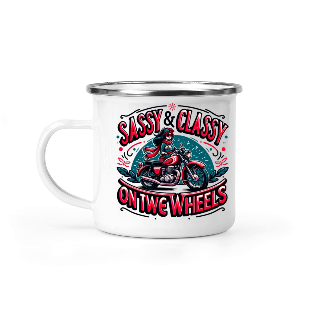Sassy and Classy on Two Wheels-Motorcycle Apparel Camping Mug
