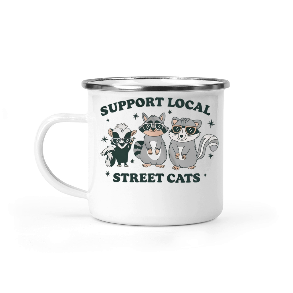 Support Local Street Cats Skunk Raccoon and Possum Camping Mug