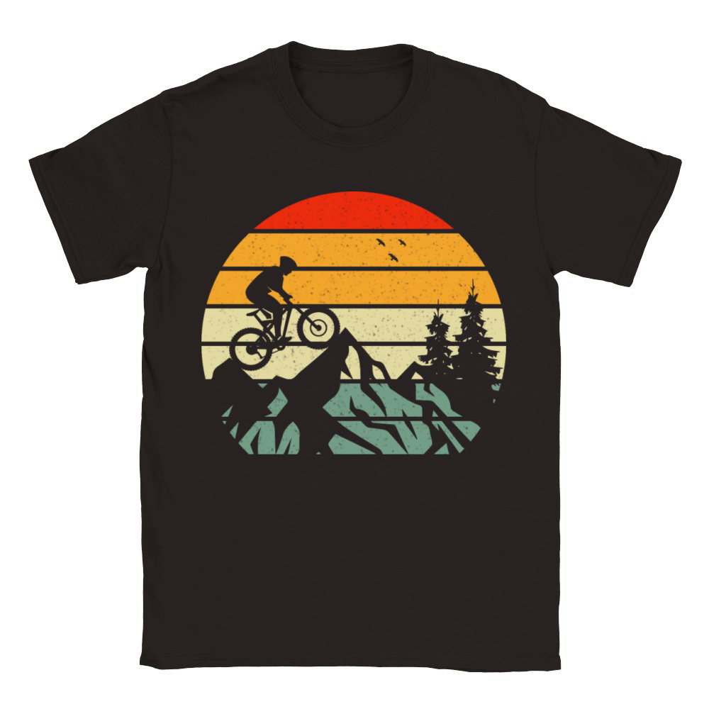Vintage mountain bike sunset ride Classic Kids Crewneck T-shirt