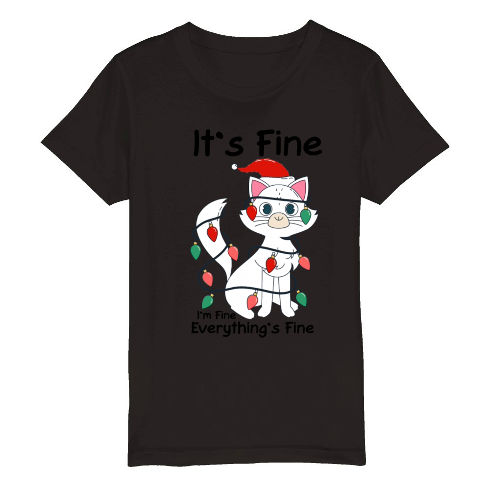 Festive Feline Fun Organic Kids Crewneck T-shirt