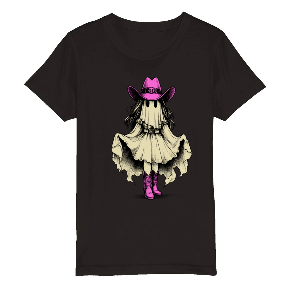 Ghost Cowgirl Western Y2k Organic Kids Crewneck T-shirt