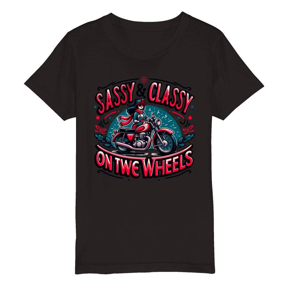 Sassy and Classy on Two Wheels-Motorcycle Apparel Organic Kids Crewneck T-shirt
