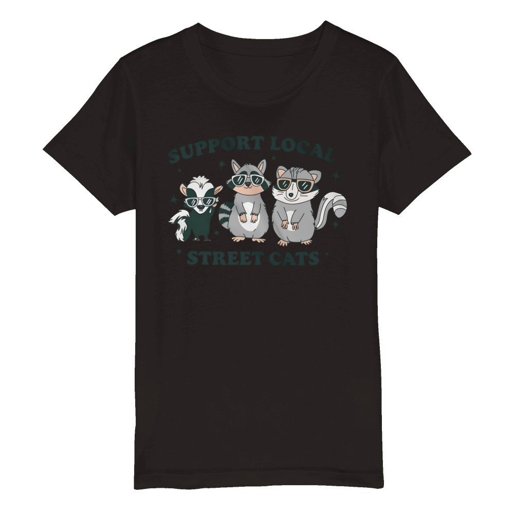 Support Local Street Cats Skunk Raccoon and Possum Organic Kids Crewneck T-shirt