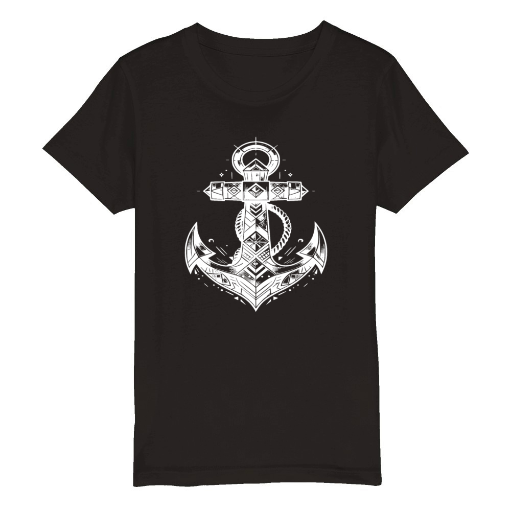 Unusual Anchor Elegant Tattoo Sketch Style Organic Kids Crewneck T-shirt