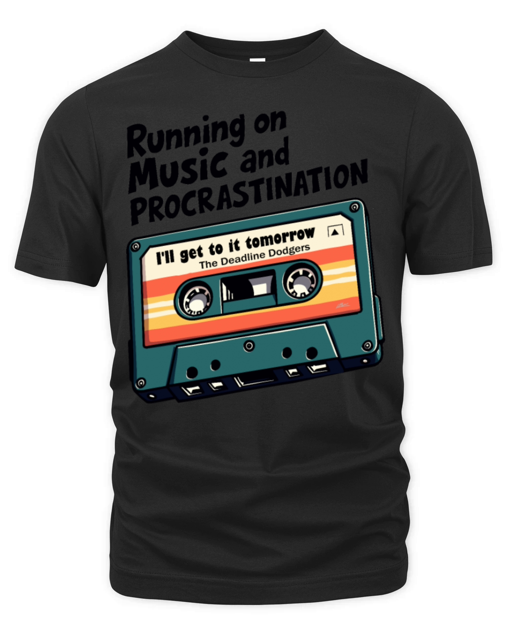 Running on Music and Procrastination - Retro Humor Organic Unisex T-shirt