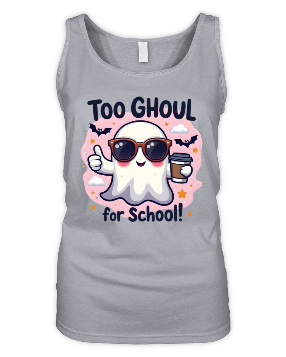 Too Ghool For School Funny Ghost Illustration Organic Women's Tank Top