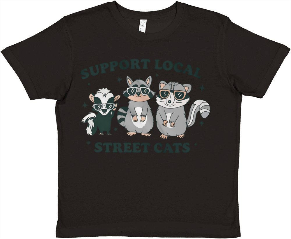Support Local Street Cats Skunk Raccoon and Possum Premium Kids Crewneck T-shirt