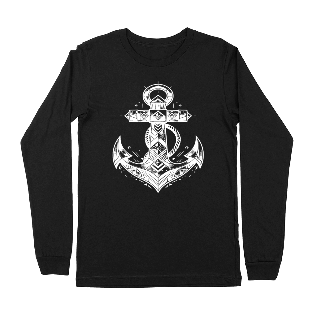 Unusual Anchor Elegant Tattoo Sketch Style Premium Long Sleeve