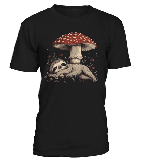 Cottagecore Aesthetic Sleeping Sloth Mushroom Vint T-Shirt Unisex