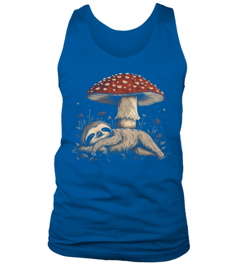 Cottagecore Aesthetic Sleeping Sloth Mushroom Vint Tank Top Unisex