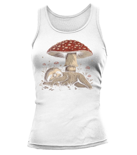 Cottagecore Aesthetic Sleeping Sloth Mushroom Vint Tank top Woman
