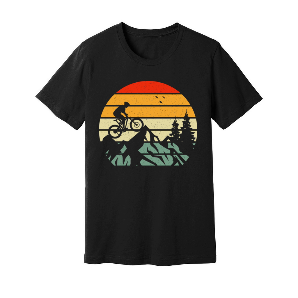 Vintage mountain bike sunset ride Unisex Jersey Tee