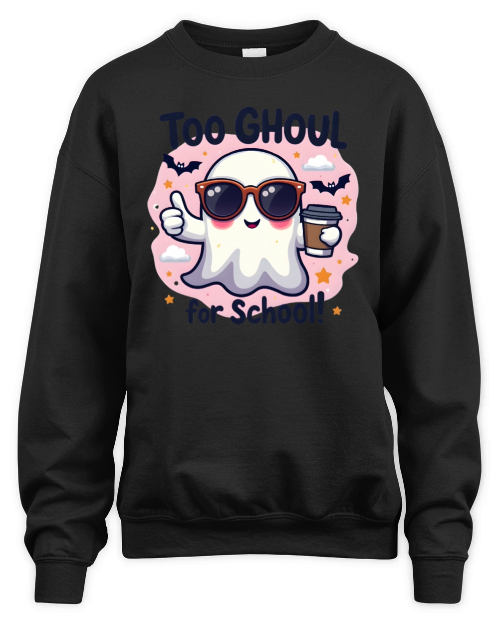 Too Ghool For School Funny Ghost Illustration Unisex Premium Crewneck Sweatshirt