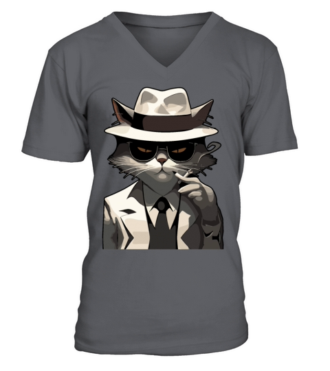 Cool Cat Noir Suave and Mysterious Feline V-Neck T-shirt