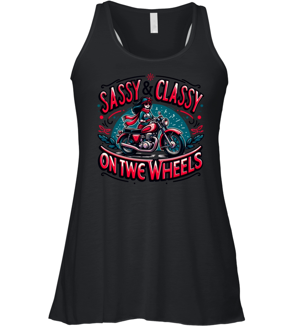 Sassy and Classy on Two Wheels-Motorcycle Apparel Women's Flowy Tank Top