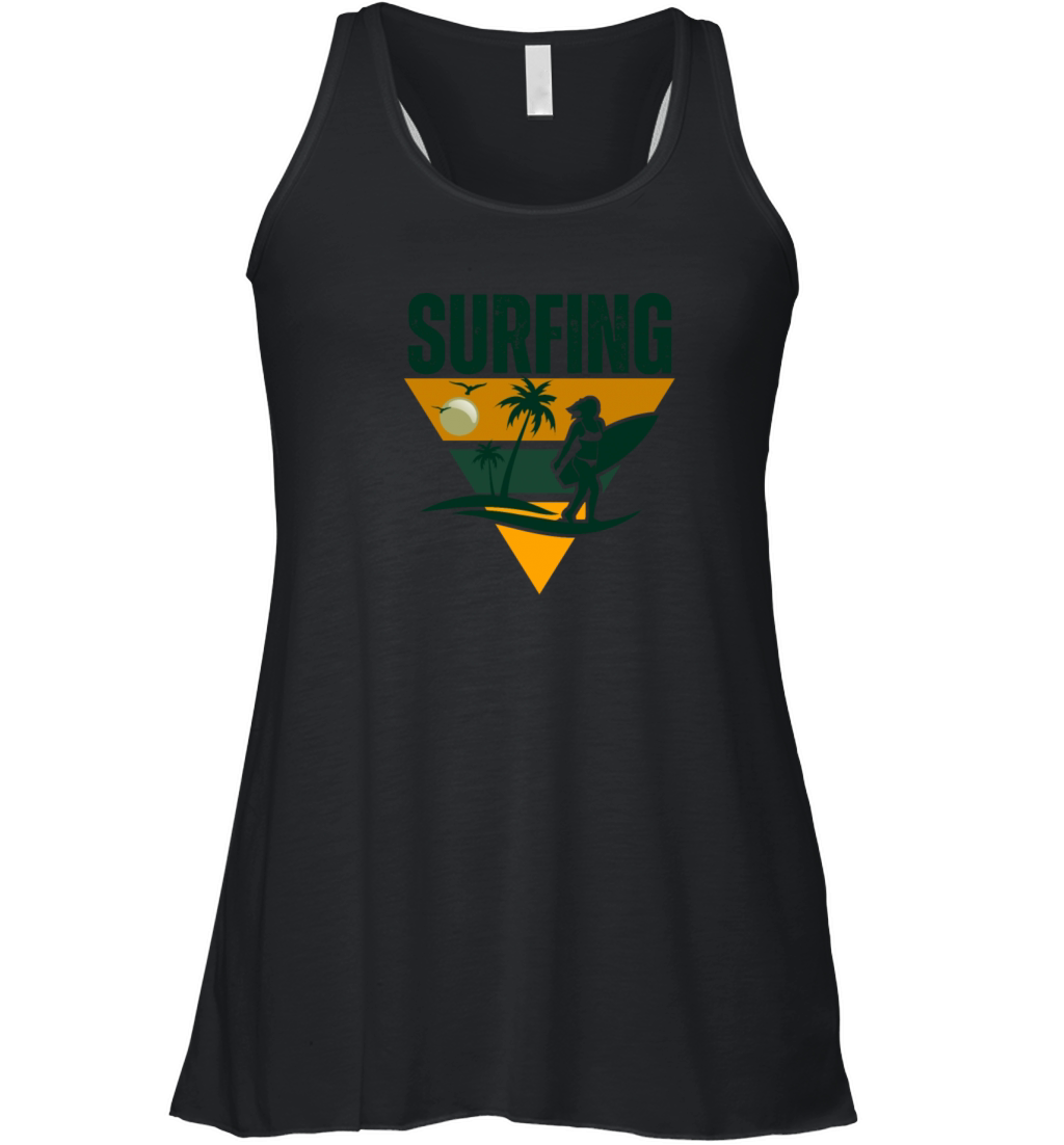Surfer Silhouette Retro Surfing Women's Flowy Tank Top