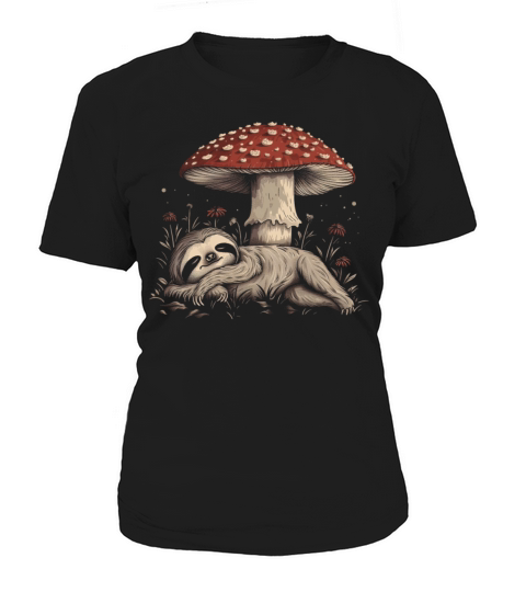 Cottagecore Aesthetic Sleeping Sloth Mushroom Vint Women's T-Shirt