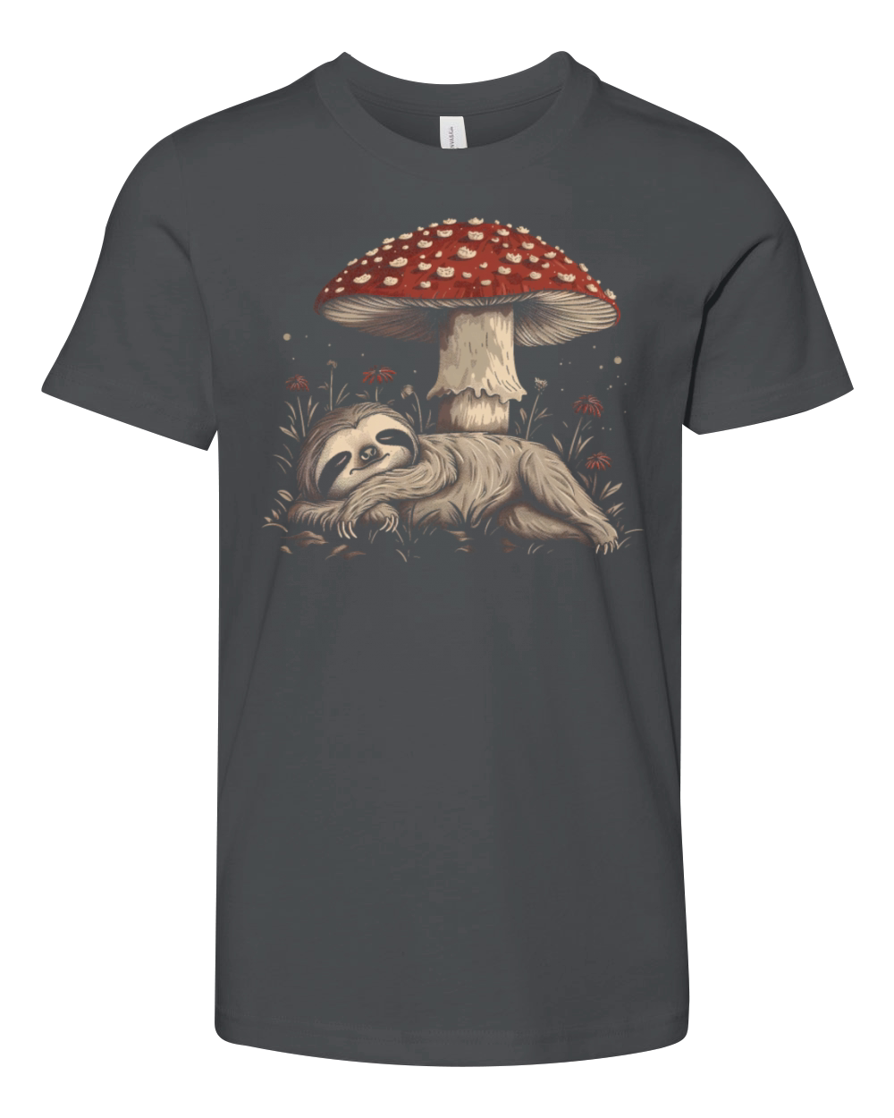 Cottagecore Aesthetic Sleeping Sloth Mushroom Vint Youth Unisex Jersey Tee