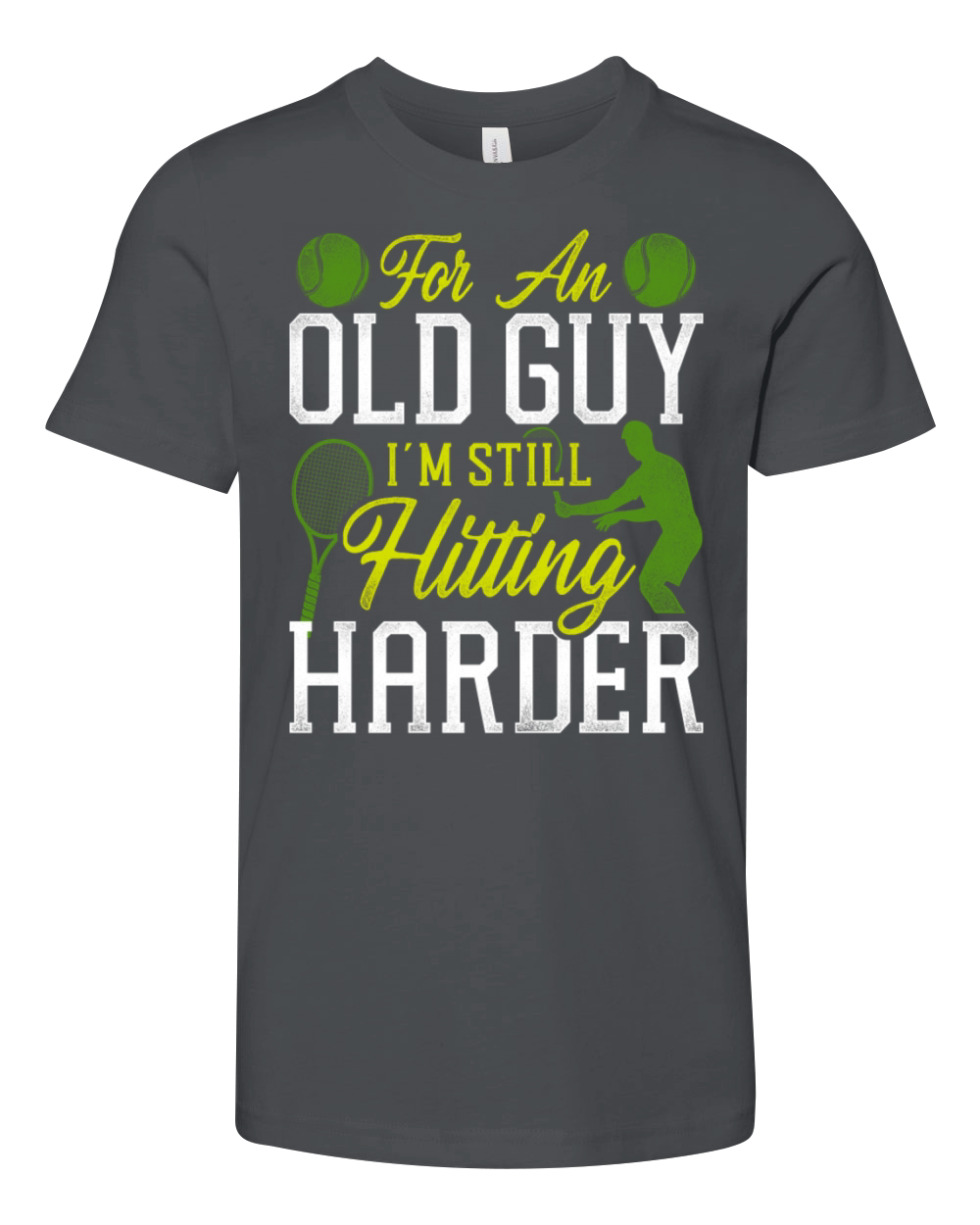 Funny Tennis Player Racket Grandpa Youth Unisex Jersey Tee