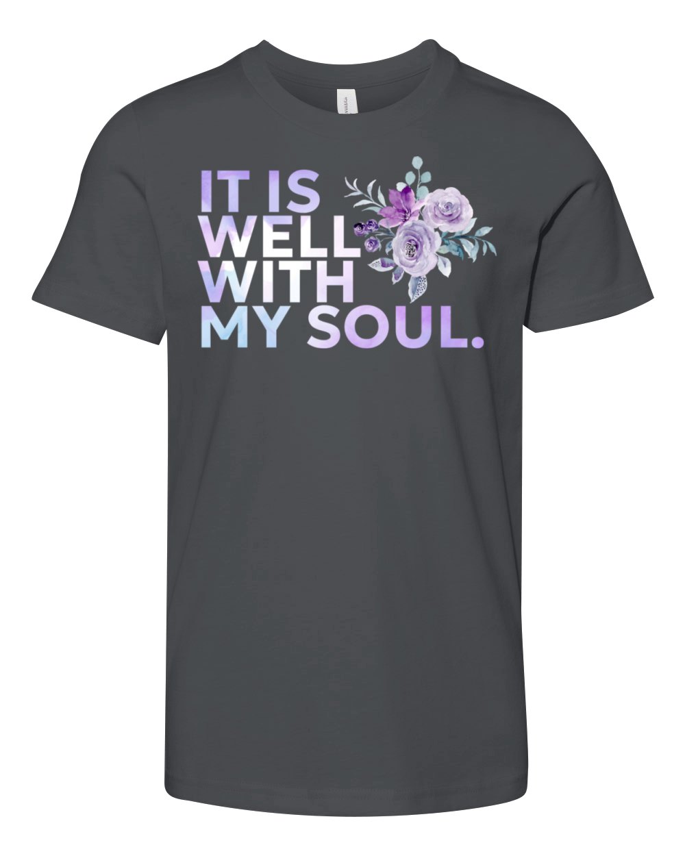 It is Well with my Soul Purple Flower Youth Unisex Jersey Tee