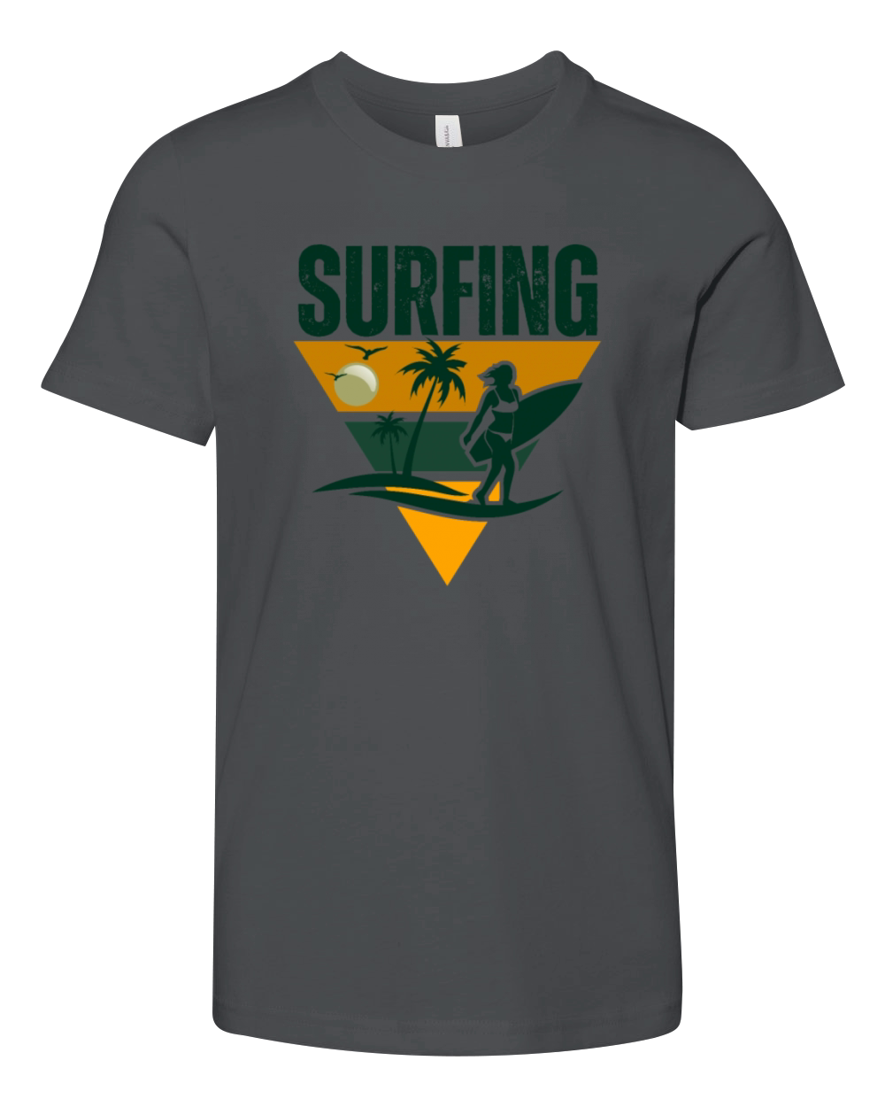 Surfer Silhouette Retro Surfing Youth Unisex Jersey Tee