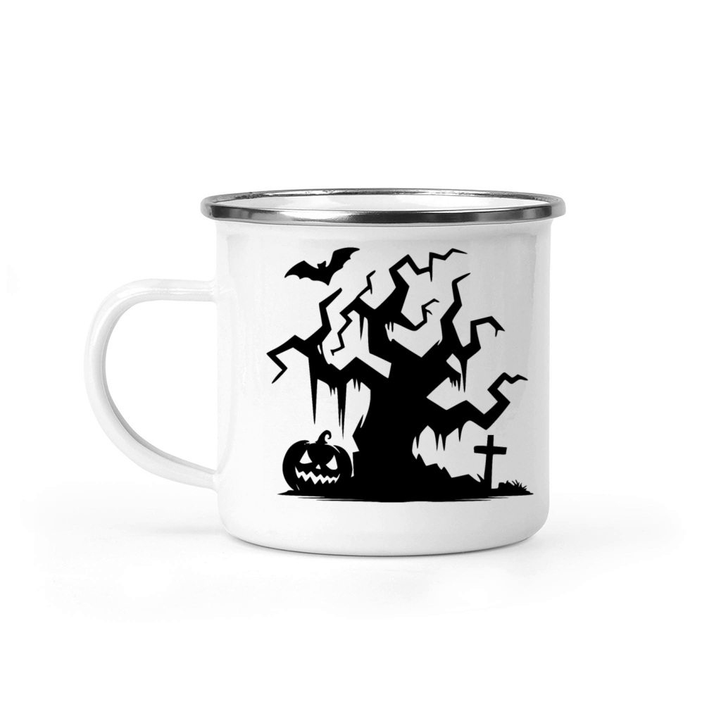 Halloween Haunted Tree With Pumpkin And Bat Camping Mug