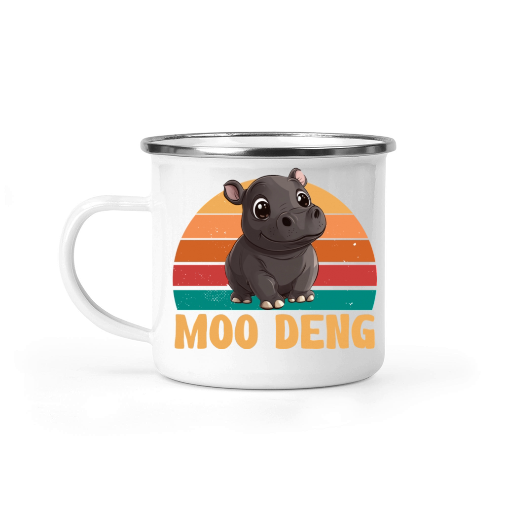 Vintage Moo Deng Baby Hippo Zoo Baby Hippo MooDeng Camping Mug