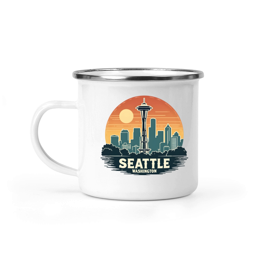 Vintage Seattle Washington Camping Mug