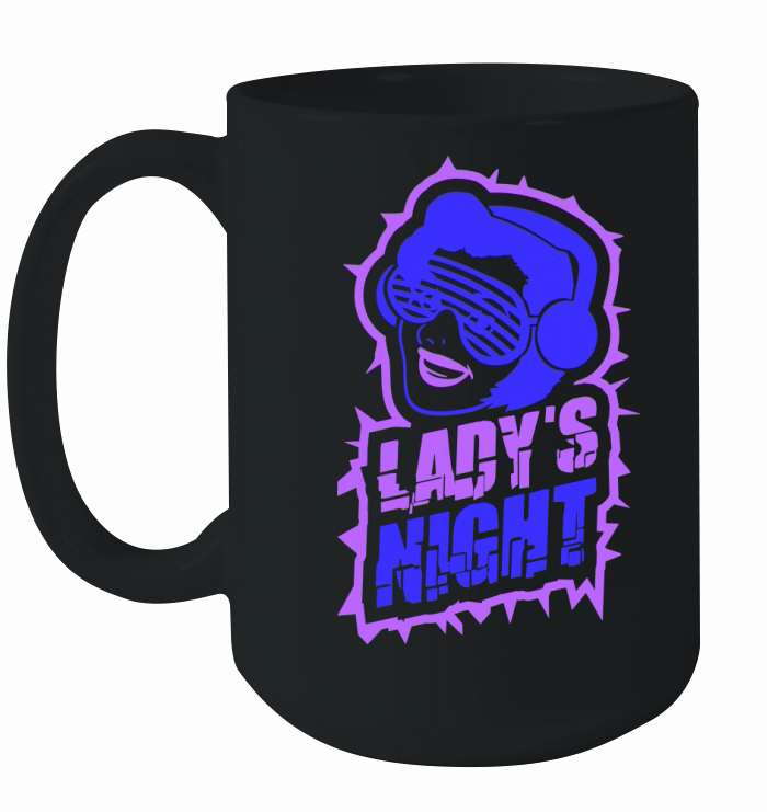 Ladys Night Retro DJ Woman Girls Ladies Evening Ceramic Mug