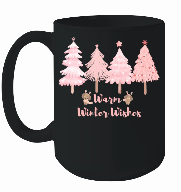 Pink Christmas tree Warm Winter wishes Ceramic Mug